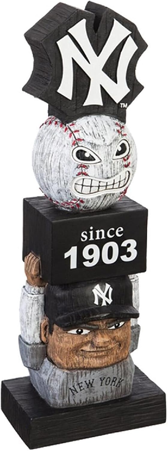 Team Sports America New York Yankees Tiki Totem Garden Statue, Vintage Design, 16 Inch, Hand Painted Resin