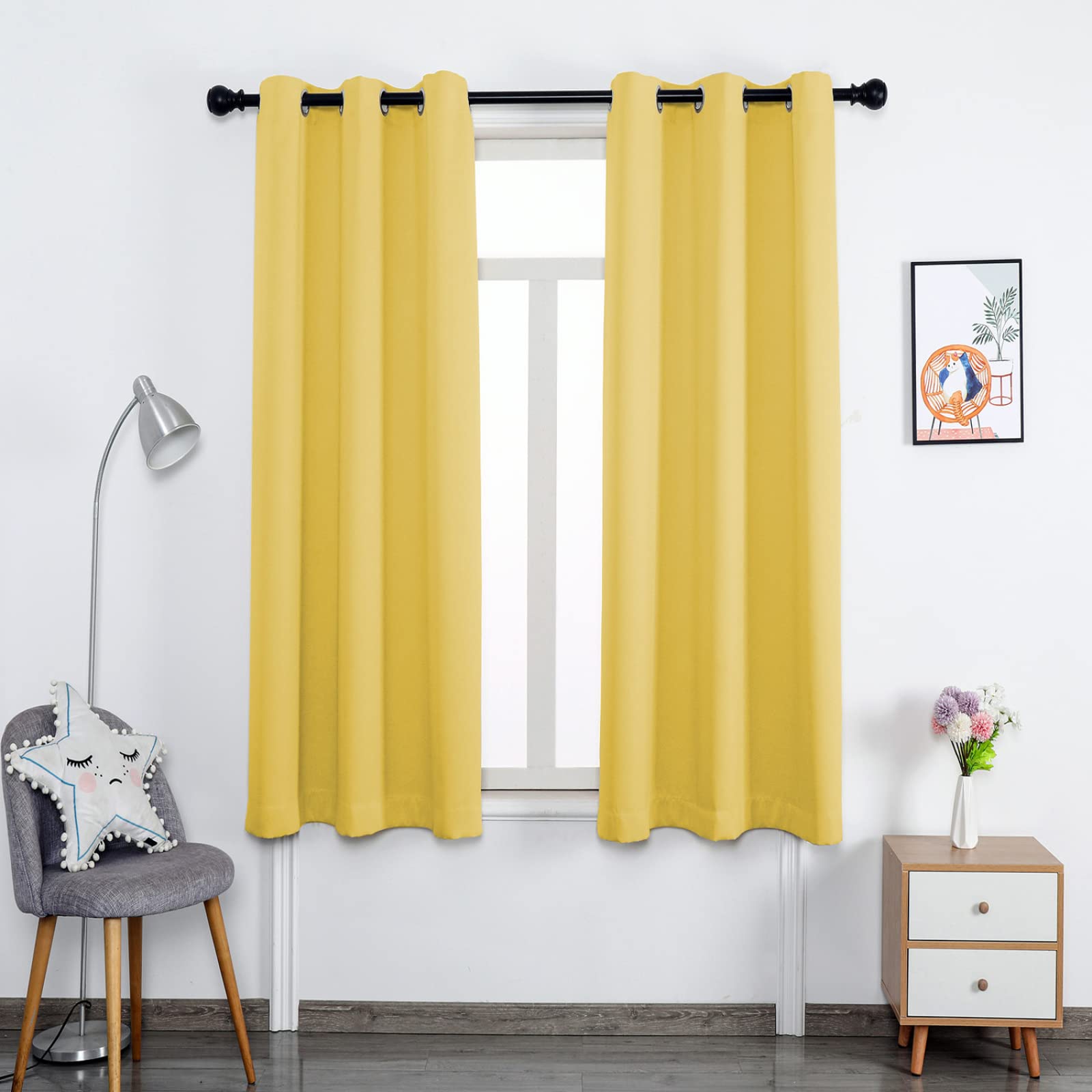Rideau occultant jaune pour salon et chambre rideaux isolants 137cm