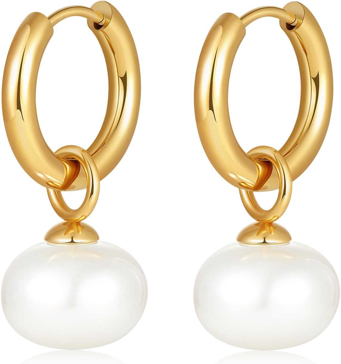 8YEARS Chunky Gold Hoop Earring for Women, 18K Gold Plated Lightweight Thick Hoops, Hypoallergenic Trendy Jewelry for Gift