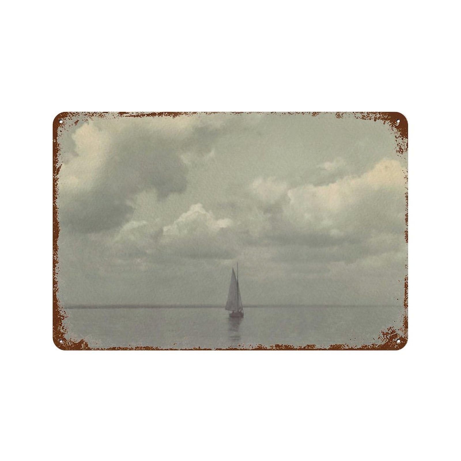 xiaoxiaoshen Vintage Sailboat-themed Wall Decorations, Coastal Charm Wall Decor Art Metal Tin Poster Modern Home Decor Art Home Bar Shop Decorations Vintage Sign 20x30cm