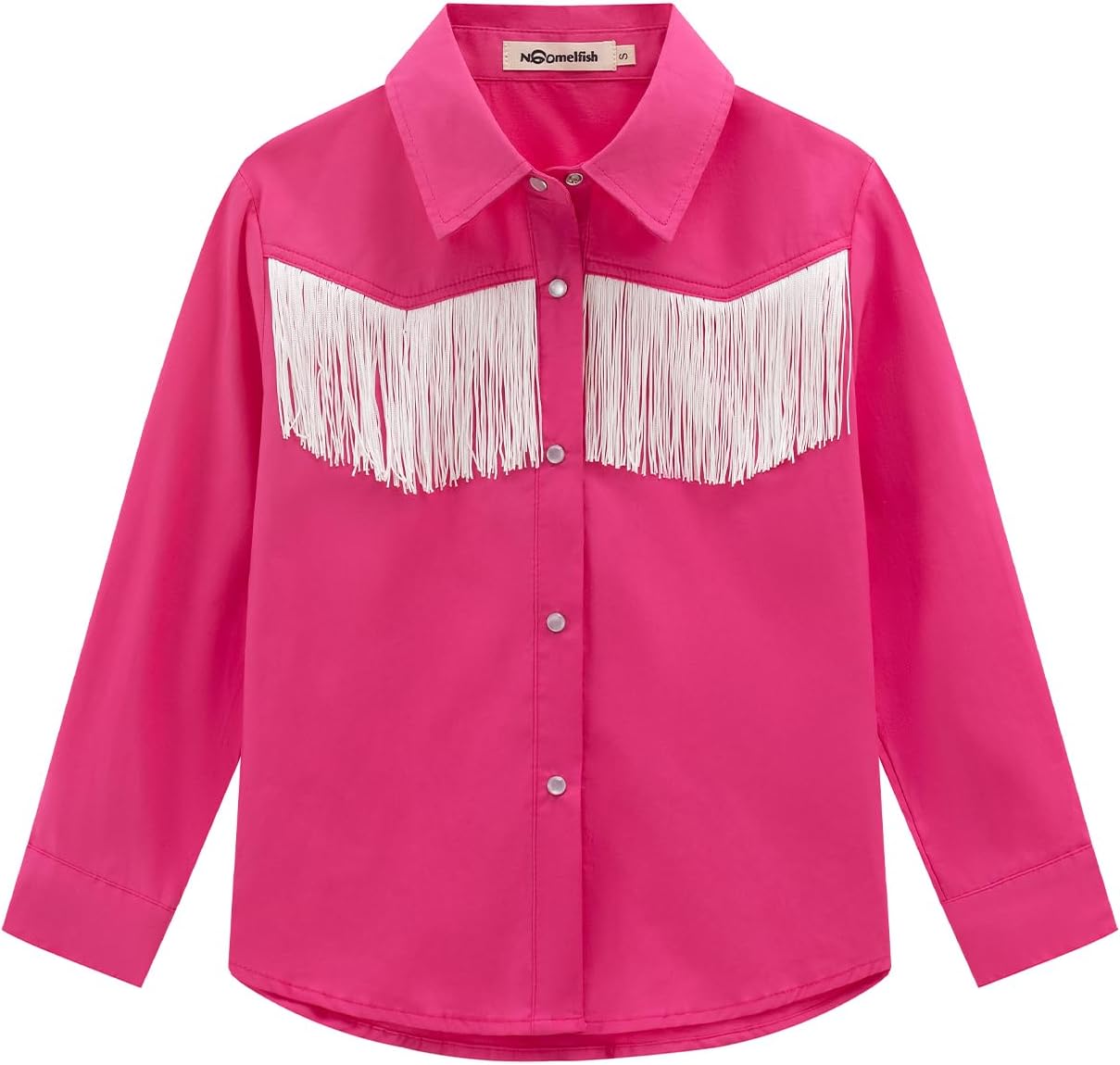 Noomelfish Girls Fringe Snap Button Down Western Shirt Cowgirl Long Sleeve Blouse Tops (5-12 Years) - Image 3