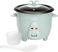 Tasty Mini Rice Cooker 6 Cups Cooked (3 Uncooked) - Removable Nonstick Pot, Auto Keep Warm, Compact 1.5Qt for Rice, Oats, Soups, Stews - Aqua