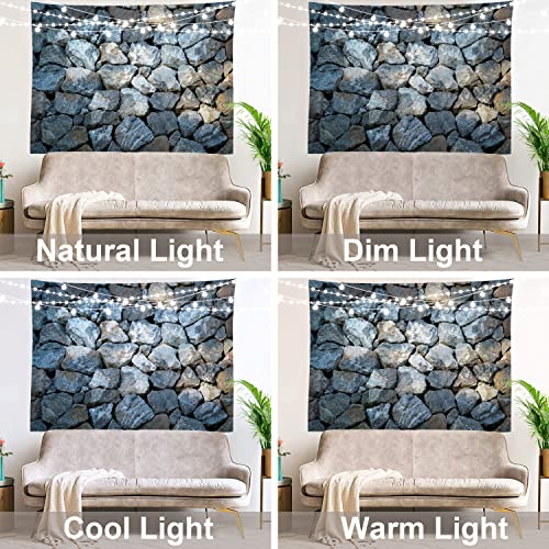 Shrahala World Map Rock Wall Stone Wall Tapestry, Natural Color Contemporary Geometrical Wall Hanging Large Tapestry Decoration Polyester Fiber White Hem Around For Dorm Room Bedroom 51.2 X 59.1 In #TOP5