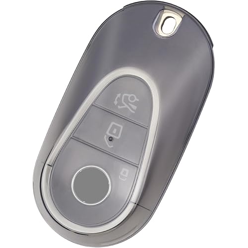 TANGSEN Key Fob Case TPU Cover Compatible with Mercedes Benz 2020 2021 2022 S-Class G-Class E-Class 3 Button Ultra-Thin Transparent Full Protection Key Shell (Black)