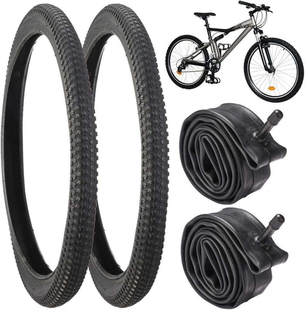yeesport Mountain Bike Tires 20/24/26x1.95" Bike Tire Tube Set, 2 Pack 20/24/26 inch Bicycle Tires Tubes Schrader Valve Tire Levers Puncture-Resistant for BMX, Kids Bike