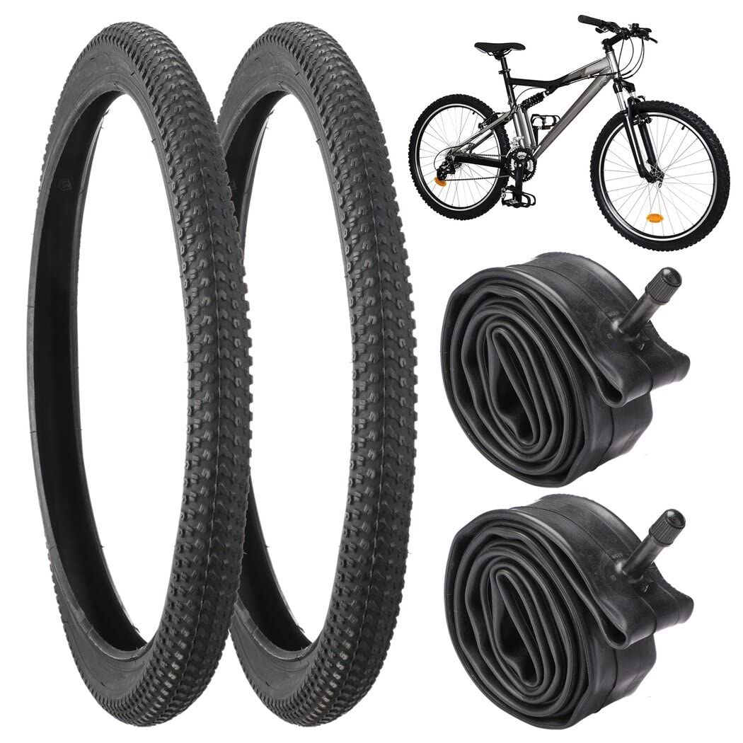 yeesport Mountain Bike Tires 20/24/26x1.95" Bike Tire Tube Set, 2 Pack 20/24/26 inch Bicycle Tires Tubes Schrader Valve Tire Levers Puncture-Resistant for BMX, Kids Bike