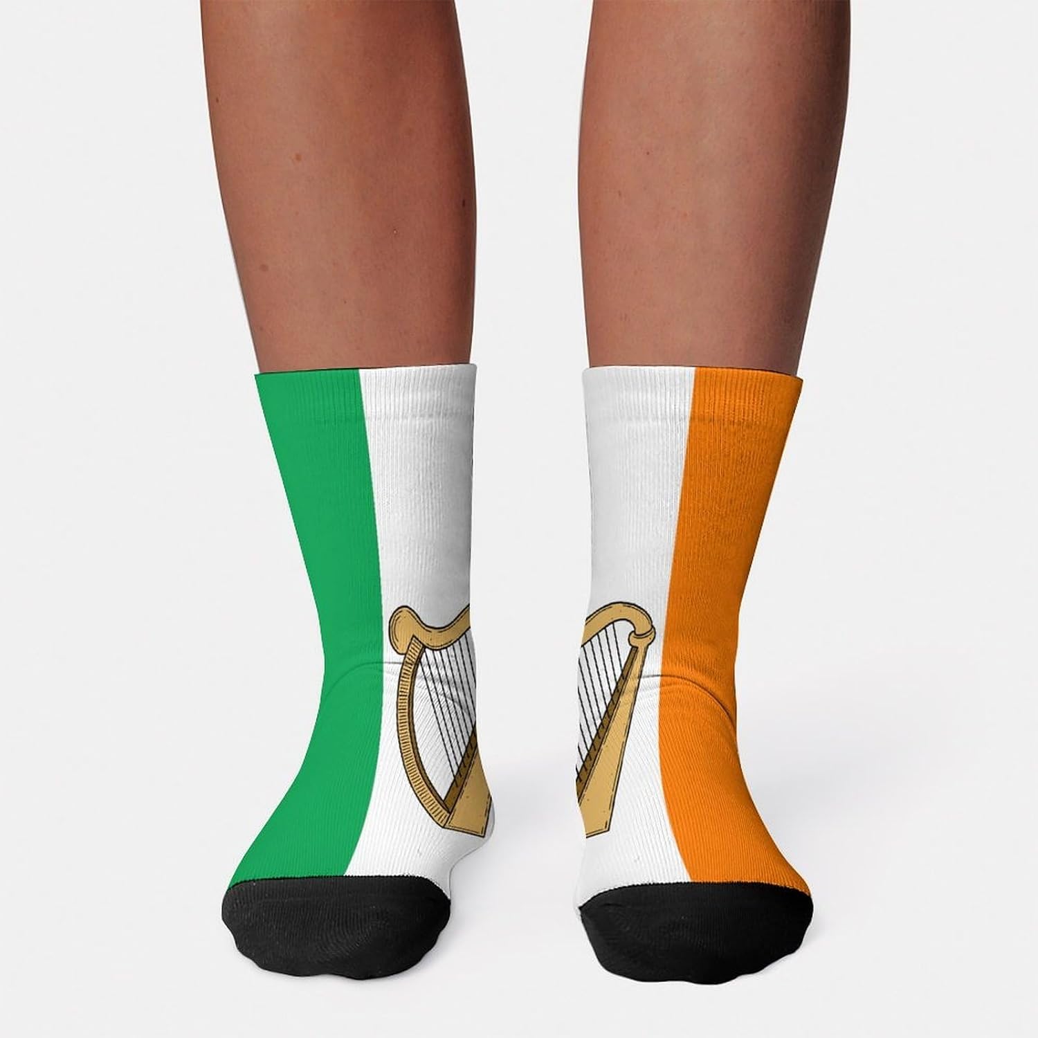 Ireland Harp Irish Flag Knee High Socks Athletic Long Stockings Sport Casual Crew Tube Sock Boot 30cm
