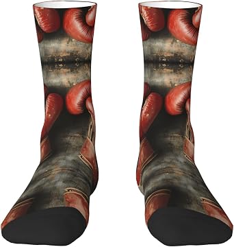 Love boxing gloves Printing Breathable Sports Socks - Stretch mid-calf socks, suitable for fitness and casual wear.