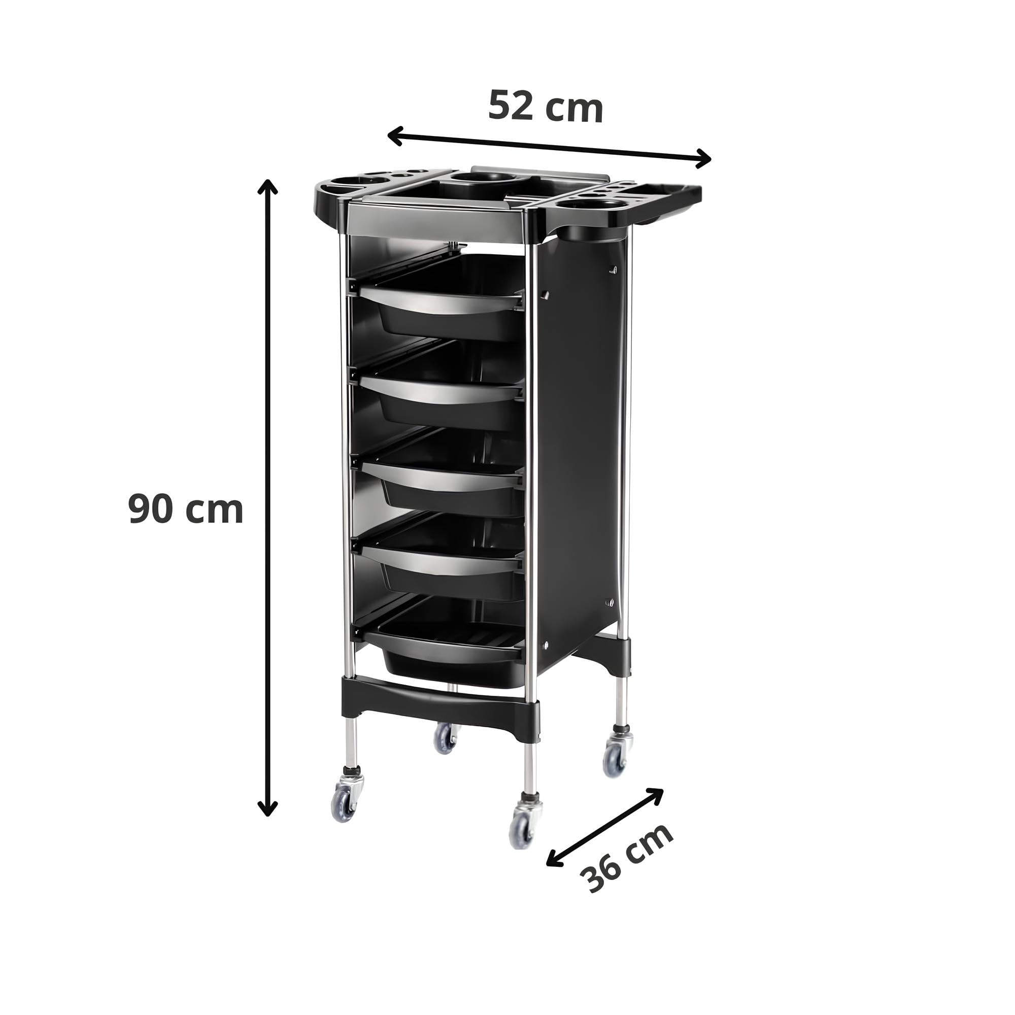Altéax Carrello Parrucchiere Professionale con 6 Livelli e 5 Cassetti Estraibili - Carrello Estetista - Carrello per Parrucchieri 1pz. Accessori non Inclusi - Carrello Barbiere - Carrello Portaoggetti