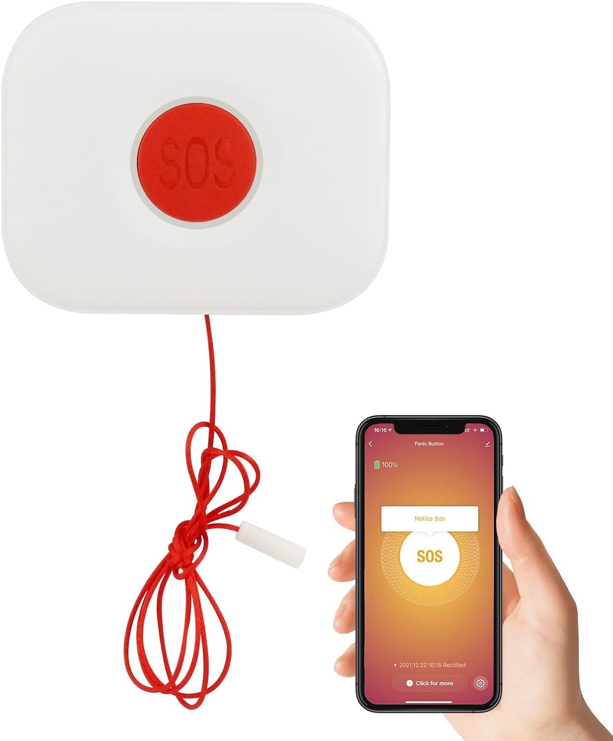 Wolf Guard TUYA Pulsante di emergenza SOS WiFi con cavo di trazione, per amico anziano disabile bambino, sistema di allarme sanitario Smartlife APP promemoria remoto