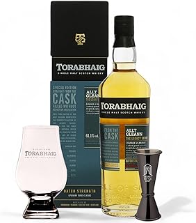 Torabhaig Allt Gleann Batch Strength Whisky Glass Jigger Set 70cl Containing 1 x Torabhaig Allt Gleann Batch Strength Whisky A Branded Torabhaig Whisky Glass Secret Bottle Shop Jigger