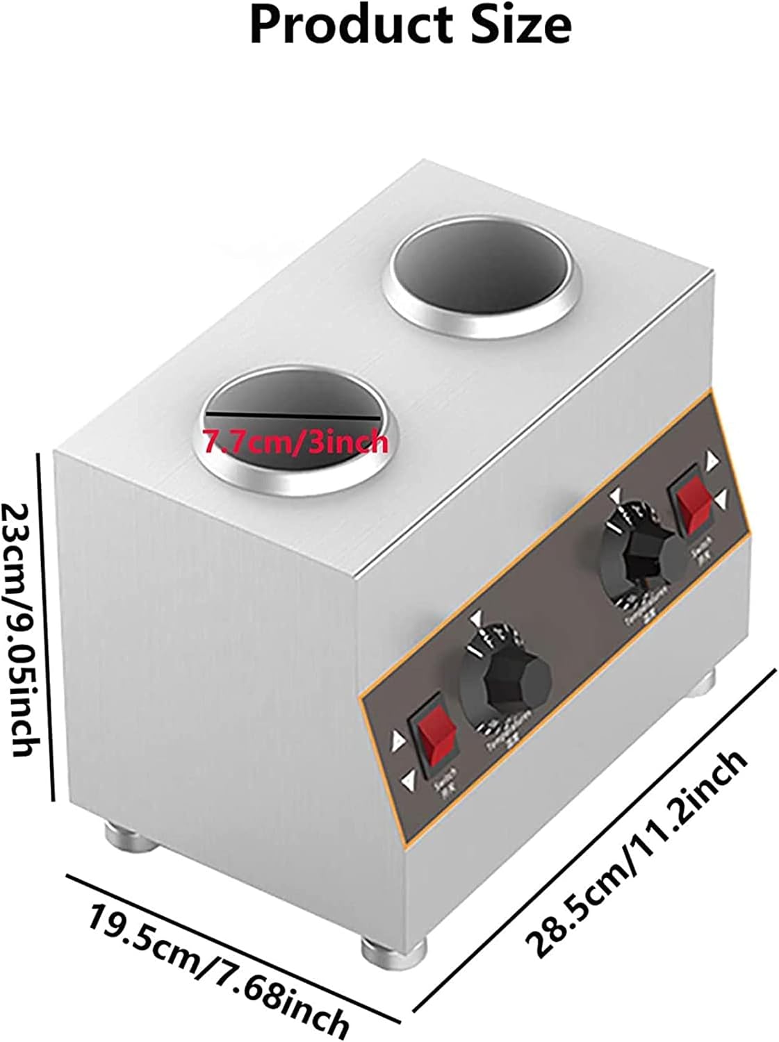 Electric Sauce Warmer, Multifunction Commercial Jam Heat Preserving Machine, Butter Cheese Chocolate Fondue Heater with Sauce Bottles, for Catering and Restaurant,2