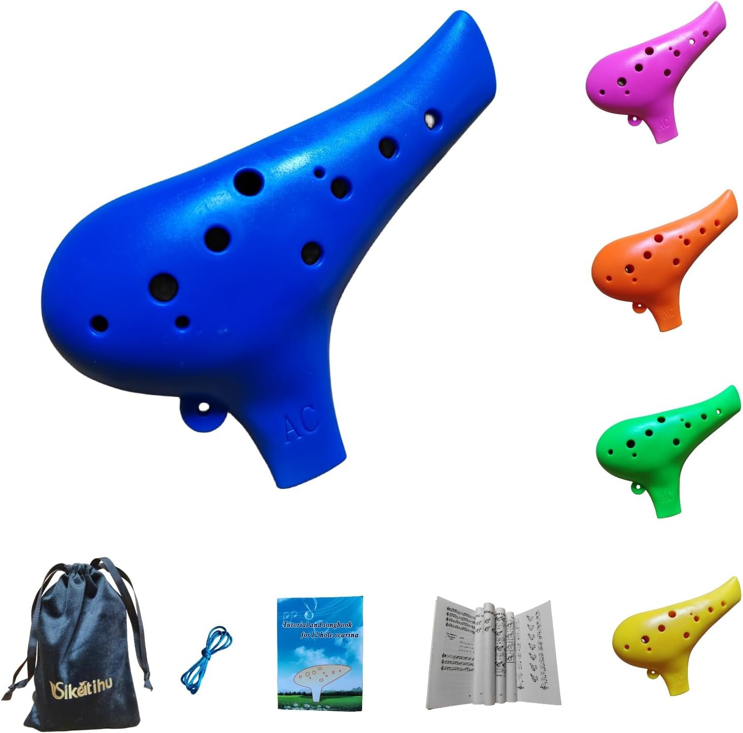SIKATIHU 12 Hole Ocarina C Key Plastic Ocarina Music