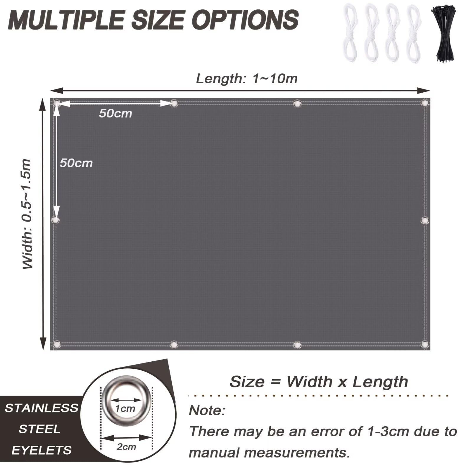 Frangivisto Balcone Protezione Rettangolare,Tenda Parasole Impermeabile Anti-UV Antistrappo, Vela Ombreggiante con Occhielli Facile da Installare Grigio Scuro 0.75x10m