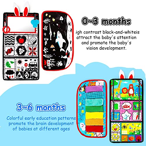 Image of Tummy Time Baby Mirror Toys, Tummy Time Mat, Black and White High Contrast