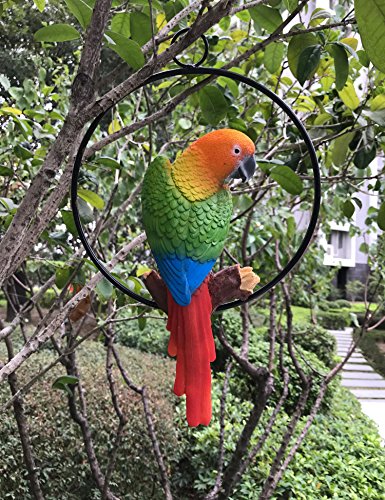 Fafajoy Hanging Parrot Statue Sculpture On Ring Lawn Ideal Decor For Patio Home And Garden #TOP5