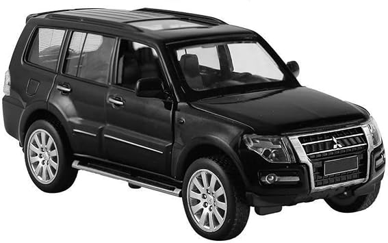 Scale car Model 1/32 for Pajero SUV Sport Diecast Alloy Car Vehicle Model Collection Ornaments Put in Display Cabinet Suitable for DisplayBlack