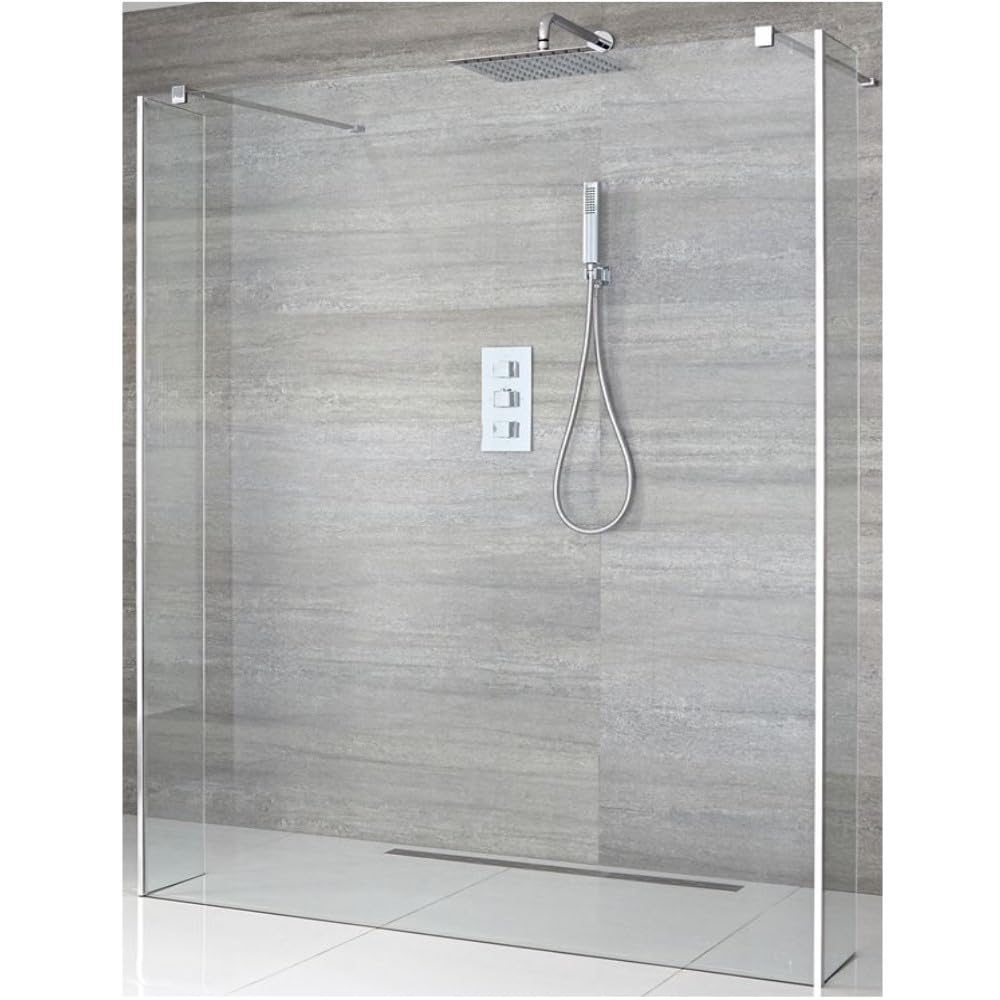 Milano Portland Chrome Floating Glass Shower Enclosure Returns 1200Mm Drain - 700Mm