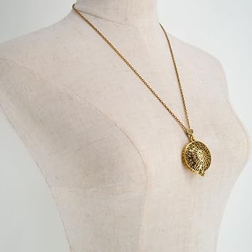 CLARA 5X Magnifier Vintage Hollow Out Magnifying Glass Sliding Top Magnet Pendant Necklace Gold