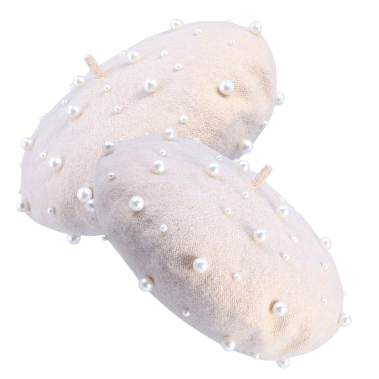 BESTYASH 2pcs Women Imitation Wool Beret Hats Fake Pearls Chic French Style Beret Caps for Women Girls