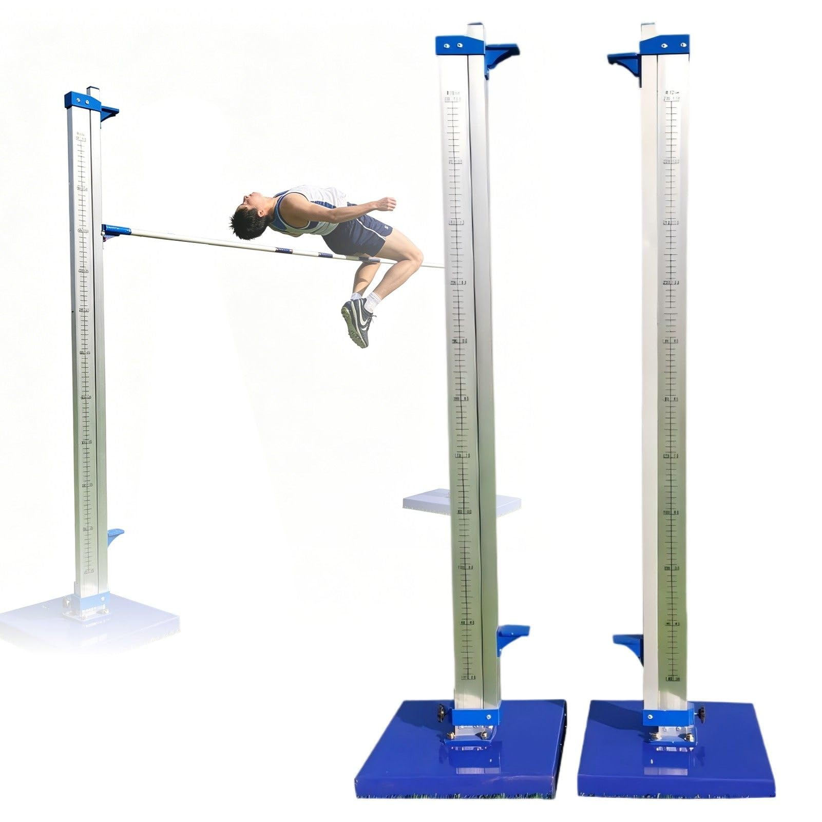 ExoticaBlend Aluminum Track & Field High Jump Measuring Standard,1 Pair Training High Jump Stands Aluminum,Movable Competition High Jump Stands,Adjustable Bracket