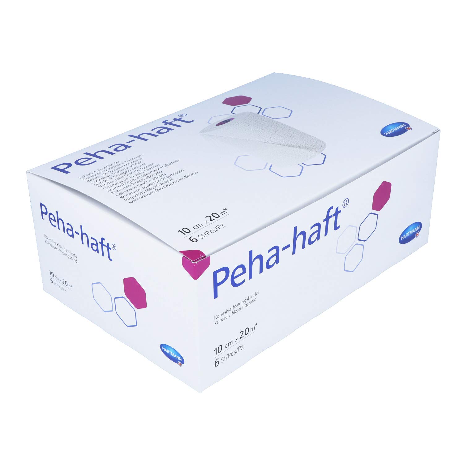 Hartmann Peha Haft - Nastro di fissaggio senza lattice, 20 m x 10 cm, confezione da 6