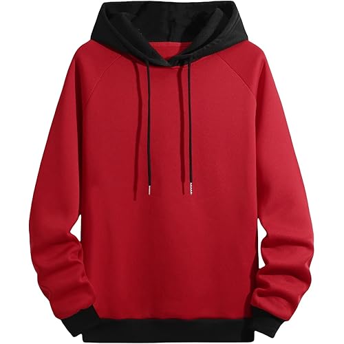 SOLY HUX Men's Casual Colorblock Pullover Fashion Loose Fit Long Sleeve Graphic Trendy Drawstring Hoodie Sweatshirt
