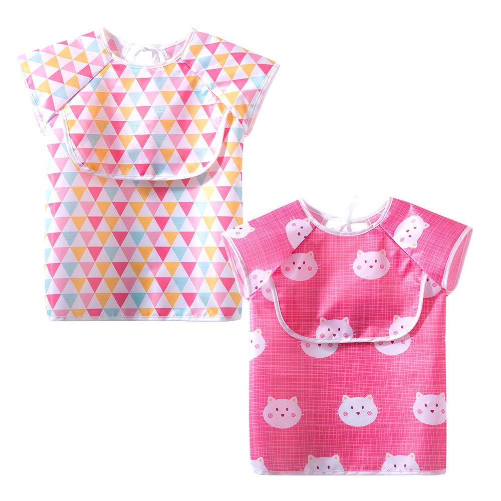 Babero para bebés con mangas Baberos impermeables para bebés y niños pequeños con bolsillo