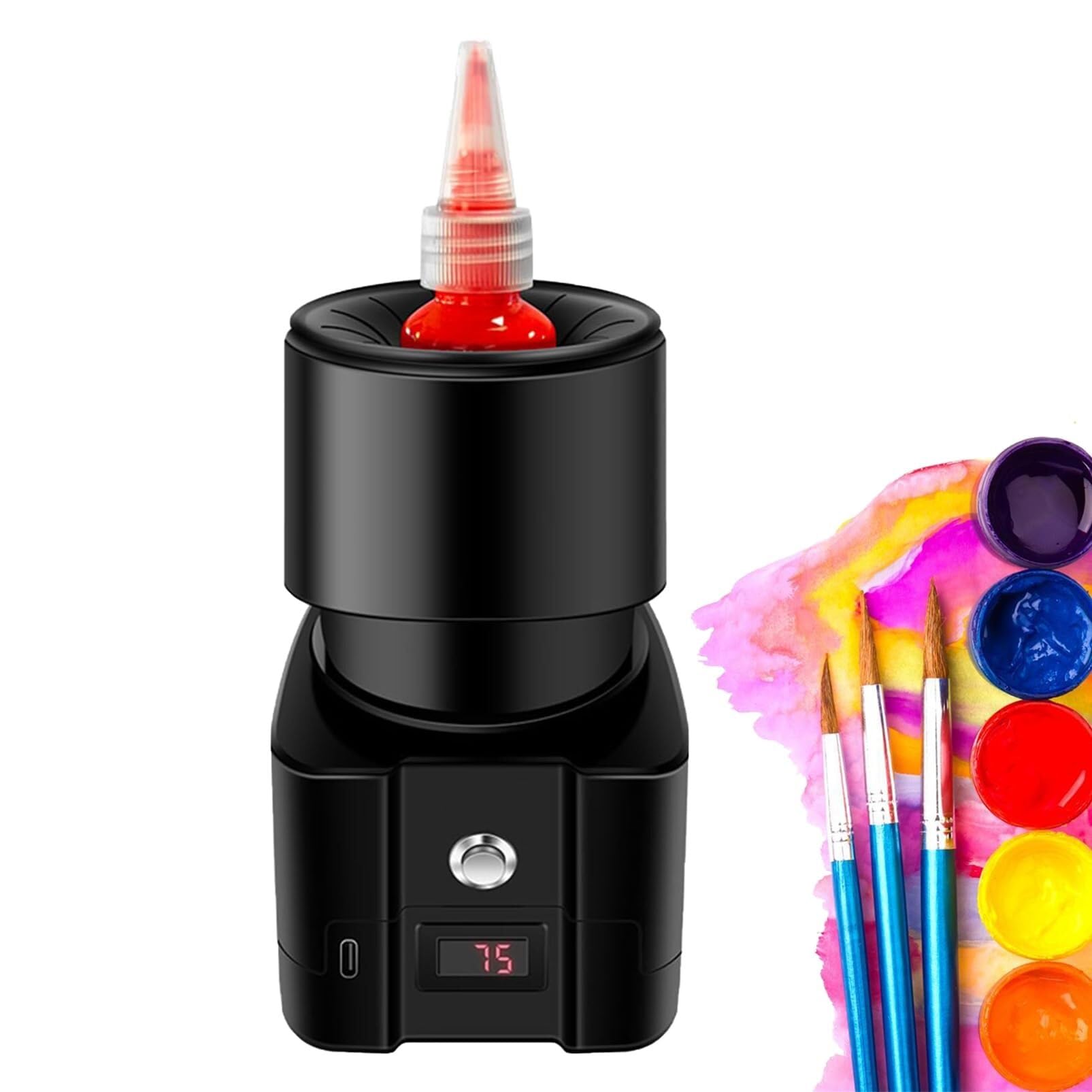 Mini Vortex Mixer, Mezclador De Pintura Eléctrico Con Pantalla Digital De Potencia, Carga Y Conexión, Mezclador De Esmalte Para Botellas De Pintura De 5–100 Ml Para Tinta Pigmentada