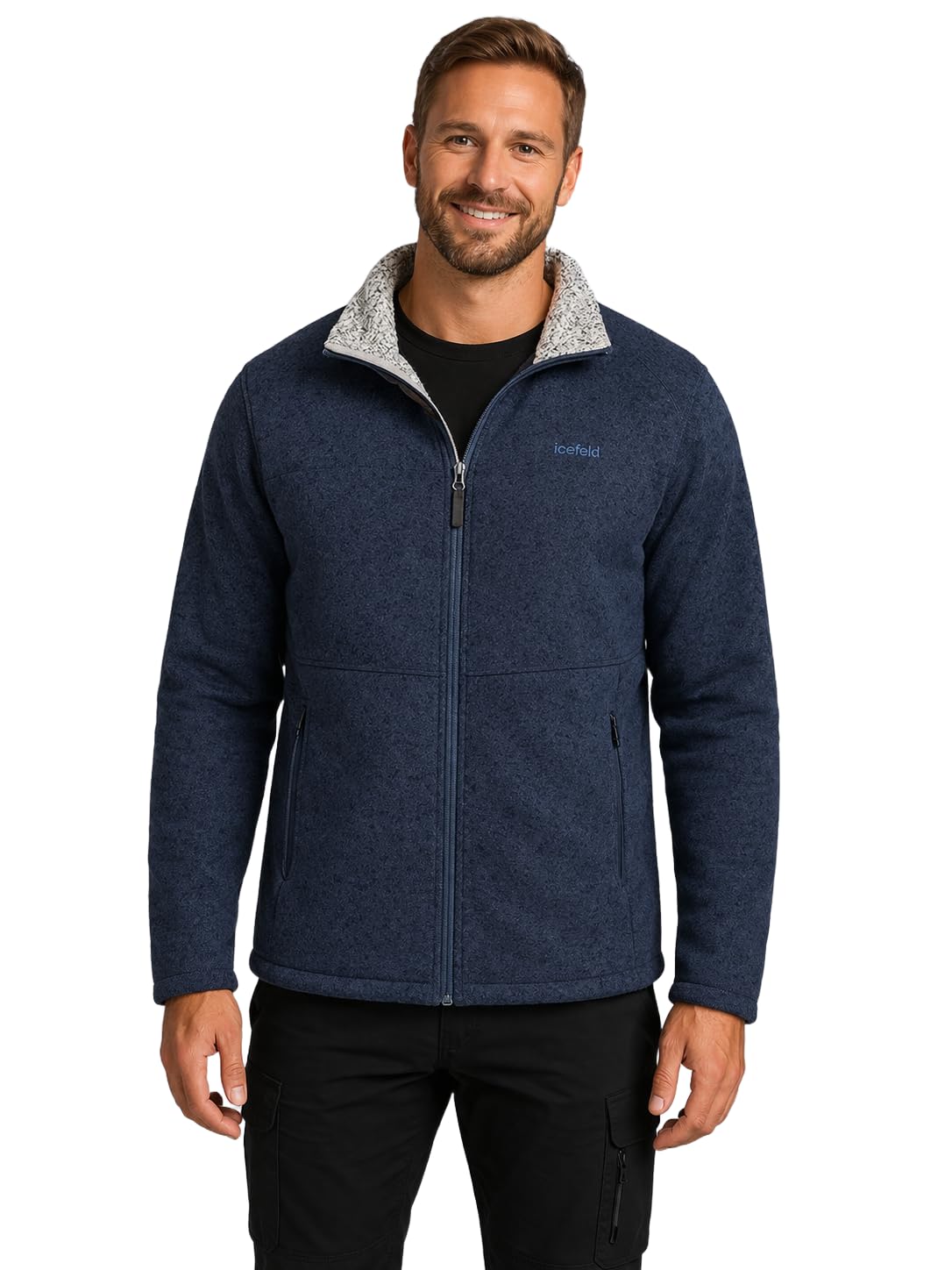 Chaqueta de forro polar para hombre en gris, azul marino o negro jaspeado