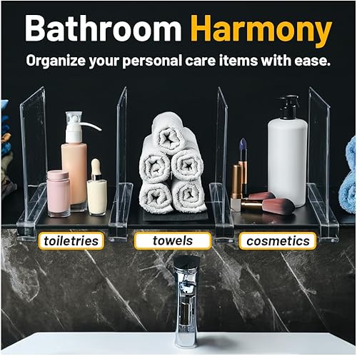 Miniatura 7 de Paquete de 10 separadores de estantes acrílicos para la organización del armario, divisor de estante transparente para organizador de estantes de