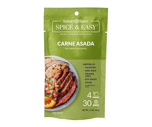 Miniatura 1 de Savory Spice Carne Asada - Mezcla de especias para principiantes, paquete de condimentos de carne y mezcla de adobo para tacos Carne Asada (Net: 1.5