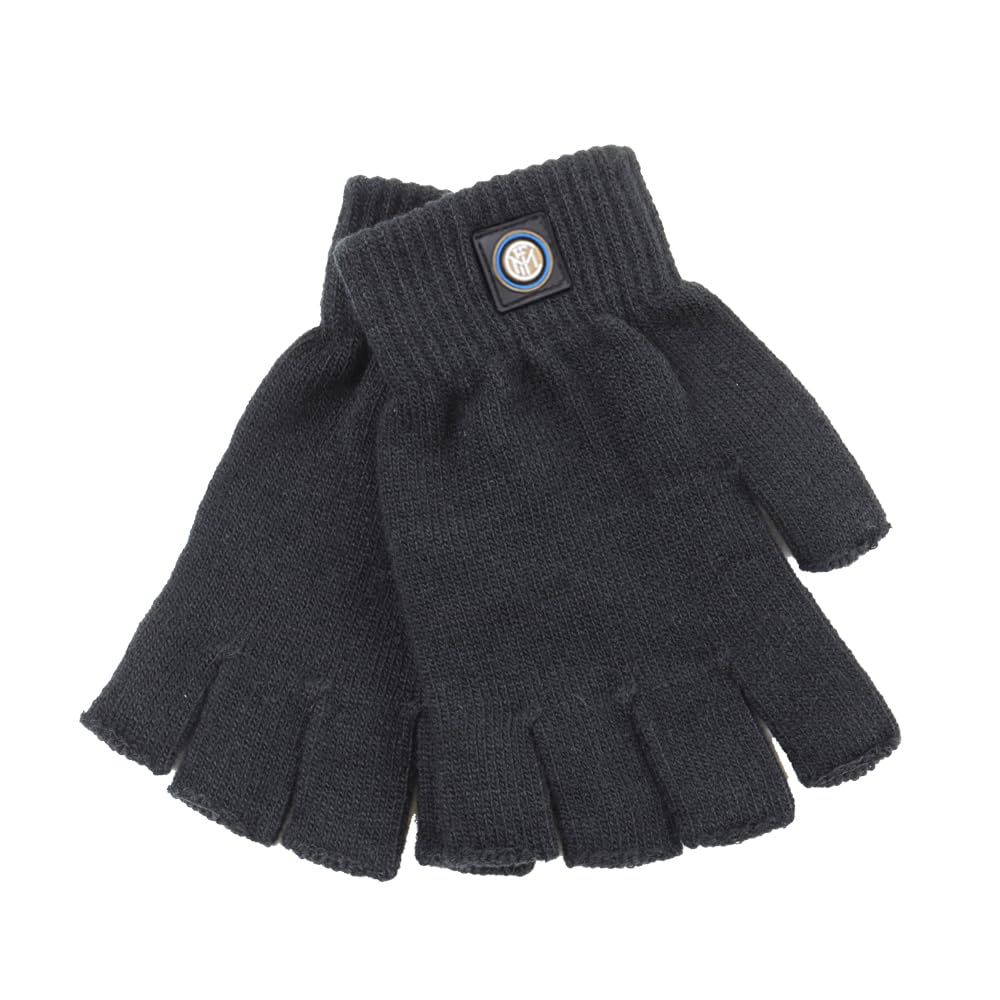 Inter Guanti a Maglia Mezze Dita, Accessori Ufficiali da Tifoso, Nero, Prodotto Merchandising Originale