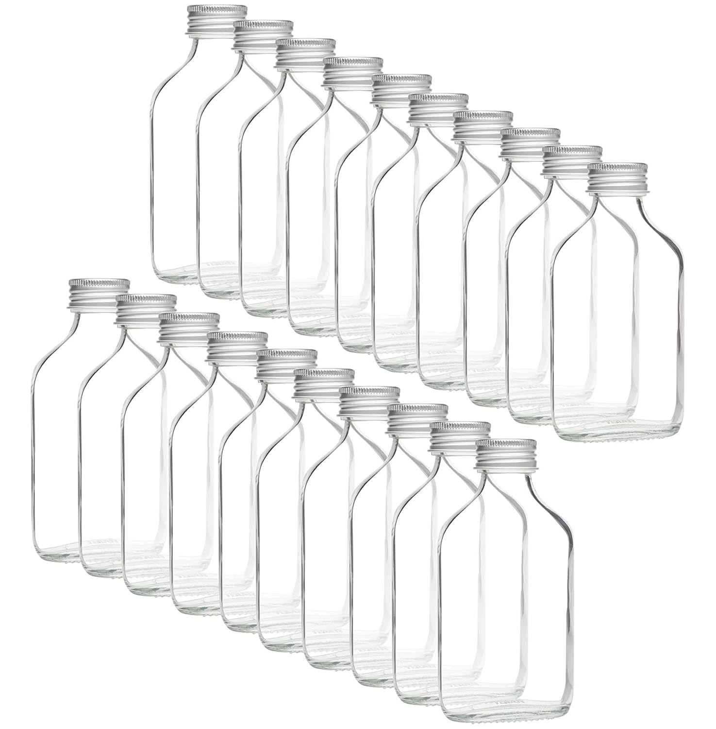 Lote de 50 botellas de vidrio de 100 ml, frascos de bolsillo, botellas para licores, degustaciones o muestras de productos