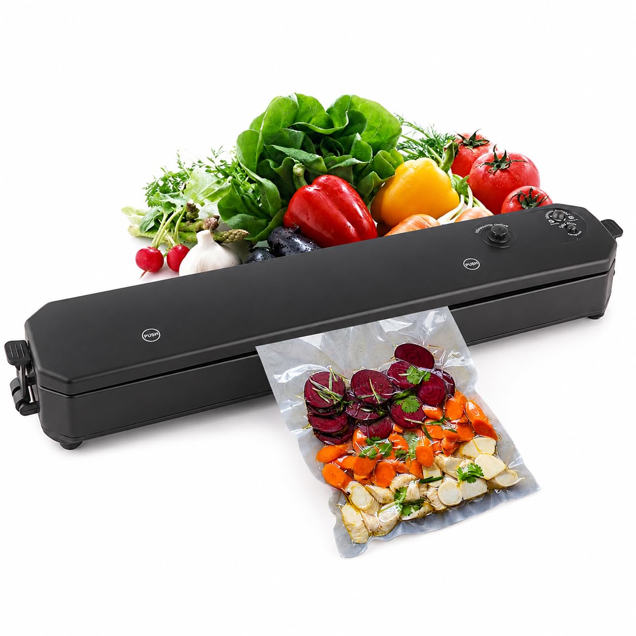2in1 Electric Vacuum Sealer for Food Storage | Home Automatic Packing Sealing Machine | Household Kitchen Fresh Keeping food sealer Dry Moist Air sealing system with 10 food Bags (Medium)-image-39