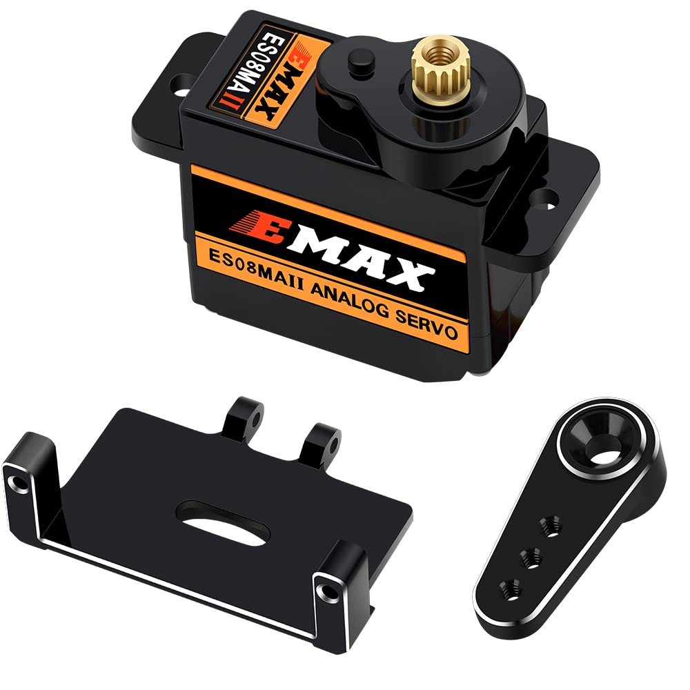 for AXIAL SCX24 Servo Metal Gear EMAX Servo Steering Servo with Servo Mount Bracket and Arm SCX24 Upgrade Parts (Black)