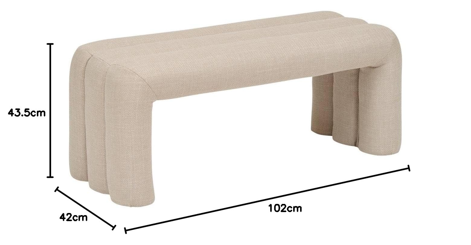 Atmosphera - Banc Sisco – Bout de Lit Design Moderne en Tissu Argile – Assise Confortable Rembourrée – Structure Robuste Bois – 102x42cm, 2 Places