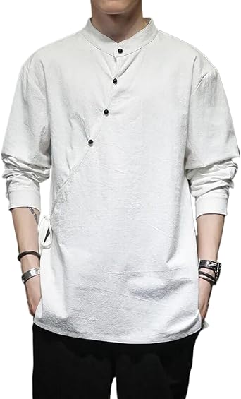 Chinese Style Mens Shirt Cotton Linen Tang Suit Hanfu Retro Casual Harajuku Tops Men Shirt