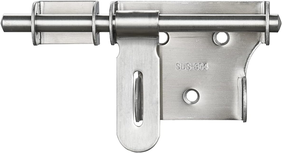 JQK Sliding Bolt Gate Latch, 6 Inch Thickening 304 Stainless Steel Barrel Bolt with Padlock Hole, Interior Door Latches Brushed Finish