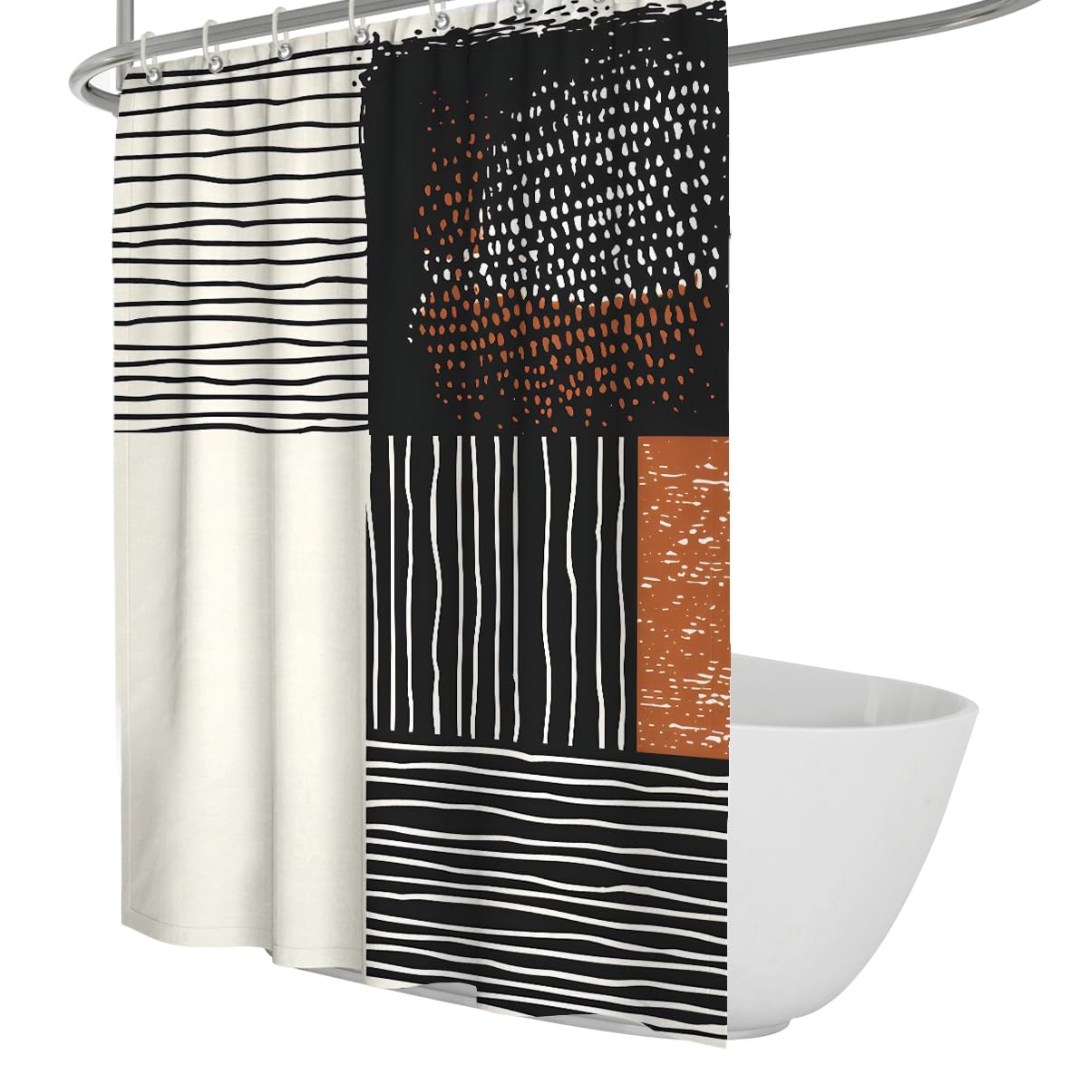 Uiringart Shower Curtains Black Terracotta Boho Geometric W180xl200cm Abstract Line Art Anti Mould Mildew Resistant Bath Curtains Bathroom Decor Home Hotel