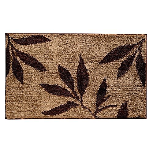 Idesign Leaves Microfiber Non-Slip Bath And Shower Mat - 34" X 21", Brown/Tan #TOP4