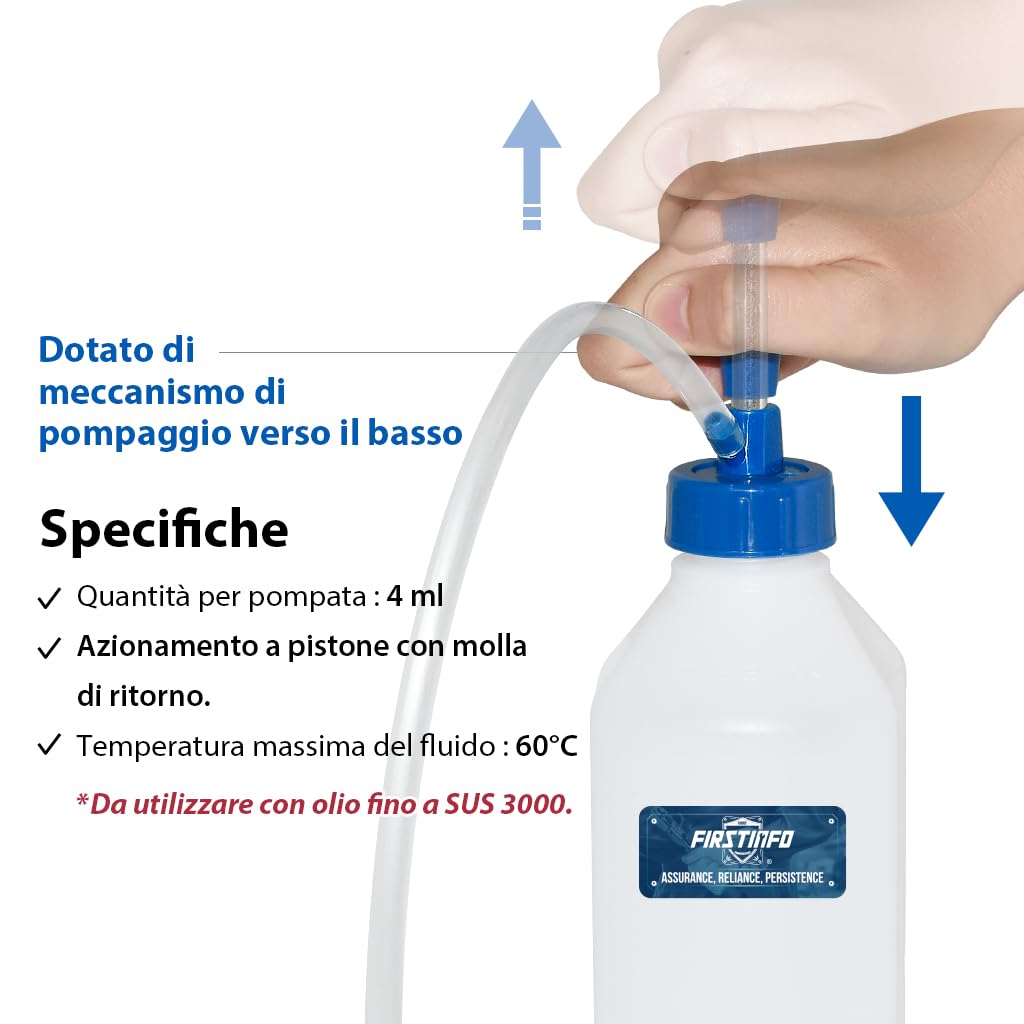 FIRSTINFO A1122 | Pompa olio multiuso 1 L | Manuale, per lubrificazione, cambio olio e manutenzione veicoli