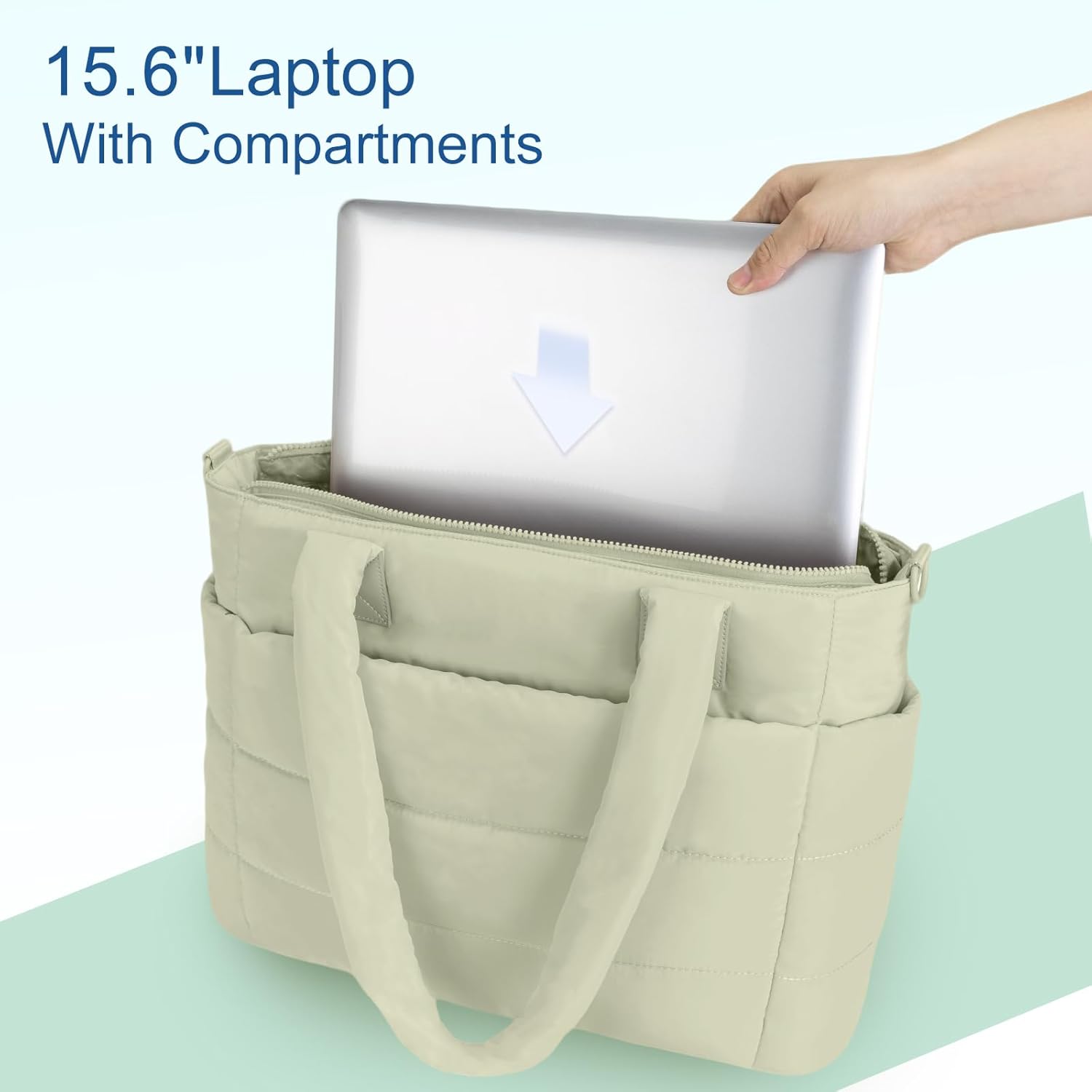 Tote Bag for Women Puffer Tote Bag Large Nurse Bags Shoulder Handbag with Zipper for Work Travel - Image 8