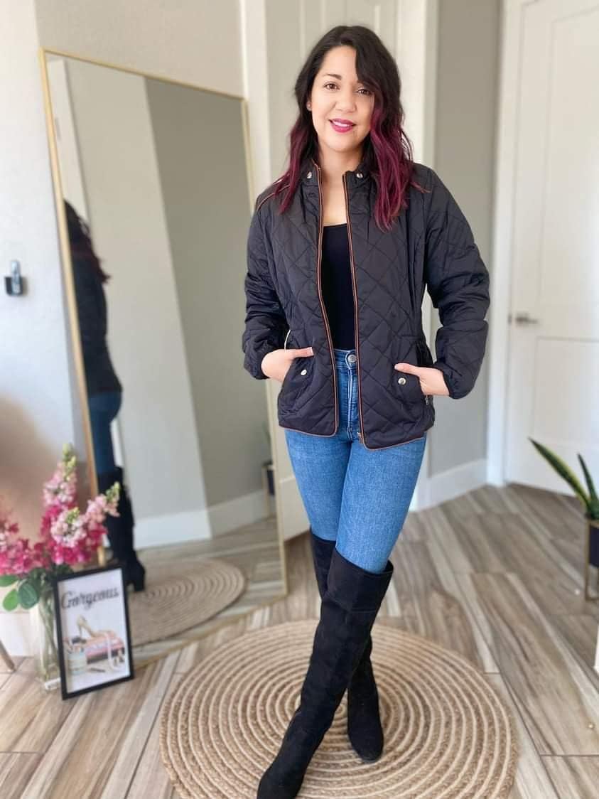 Anienaya Women's Lightweight Quilted Jacket Stand Collar Zip Warm Winter Coat Outwear w 2 Pockets - Image 2