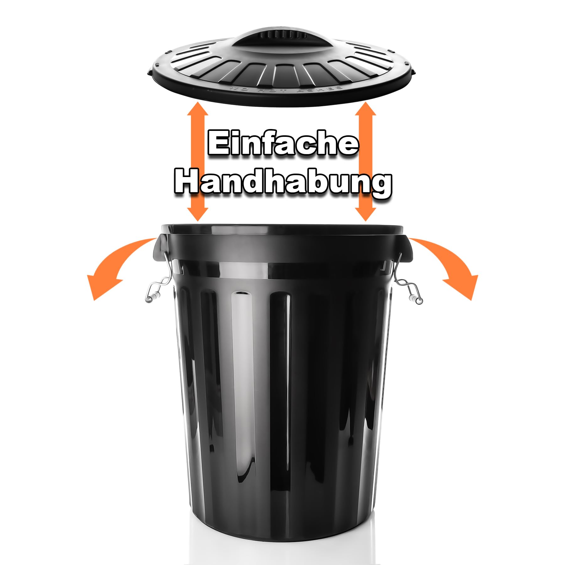 BigDean Universaltonne mit Deckel Schwarz 2 Stück wetterfest Regentonne Mülltonne Indoor Outdoor