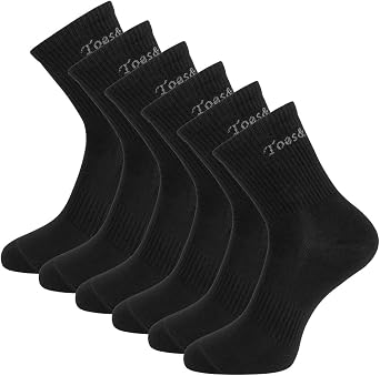 Mens Anti-Odor Quick-Dry Breathable Quarter Crew Athletic and Dress Socks