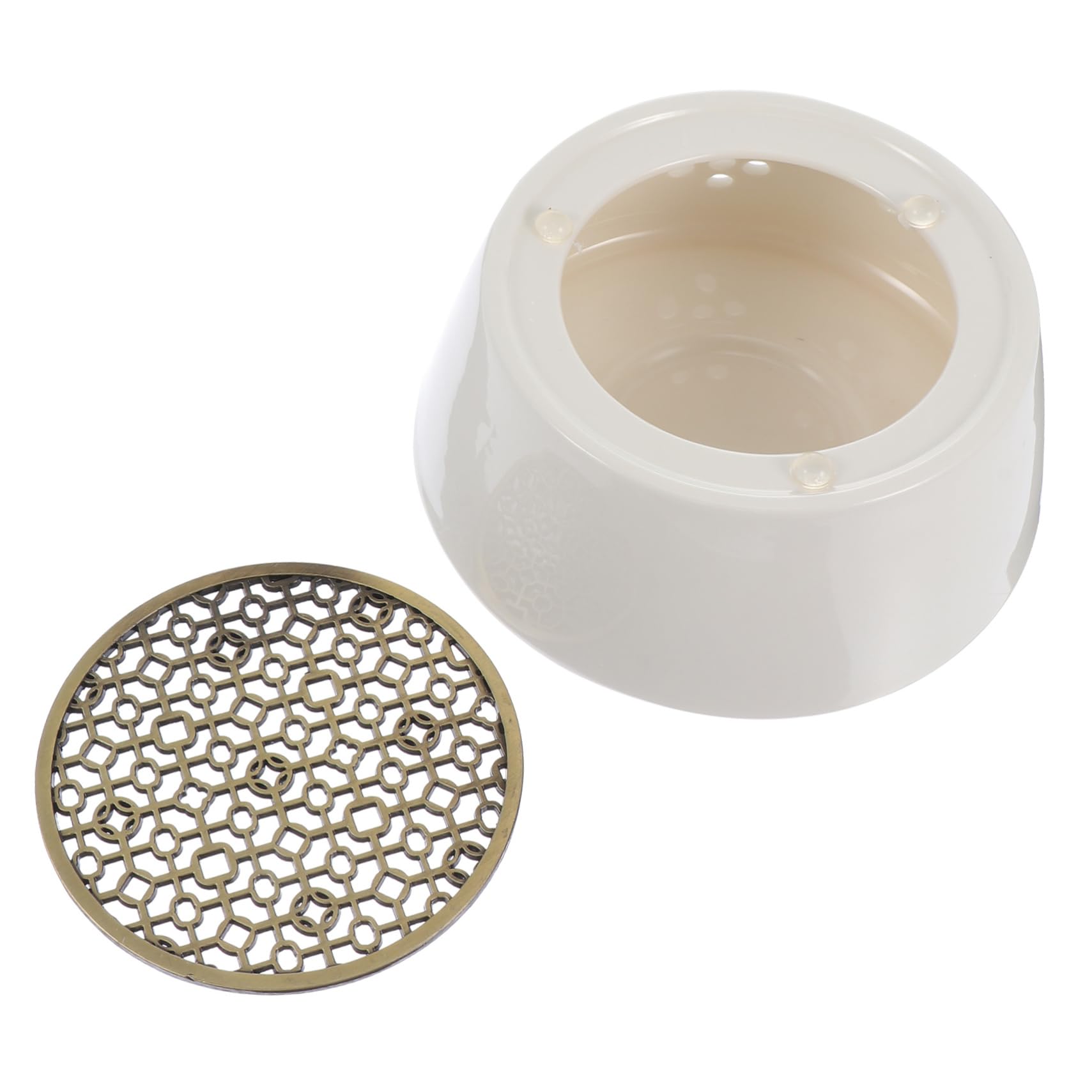 OUNONA 1 PC Ceramic Tea Heating Stove with Hollow Out Design Teapot Warmer for and Efficient Heating Multi Functional Candle Stand for Tea and Food White