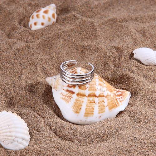Image of Milacolato 925 Sterling Silver Toe Rings for Women 18K White Gold Plated Arrow Heart Infinity Vintage Celtic Knot Teardrop Daisy Flower Stylish Toe Rings Adjustable Toe Band Rings Summer Beach Foot Jewelry