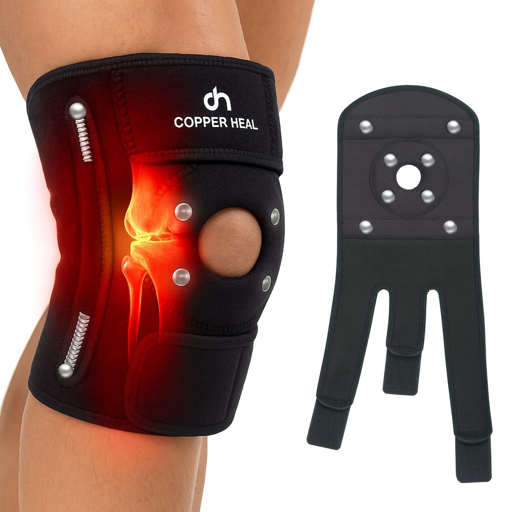 COPPER HEAL Rodillera magnética – Compresión de cobre para hombres y mujeres – Tamaño universal ajustable – Soporte para artritis, dolor, lesiones y recuperación