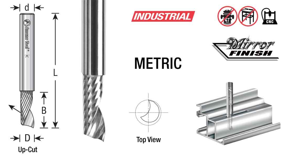 Amana Tool - 57306 Metric Solid Carbide CNC Spiral 'O' Single Flute, Aluminum Cutting 10 D